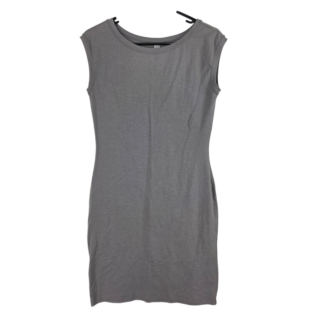 Lole Fitted Tank Dress XS Womens Gray Sleeveless Midi Pullover Classic Stretch